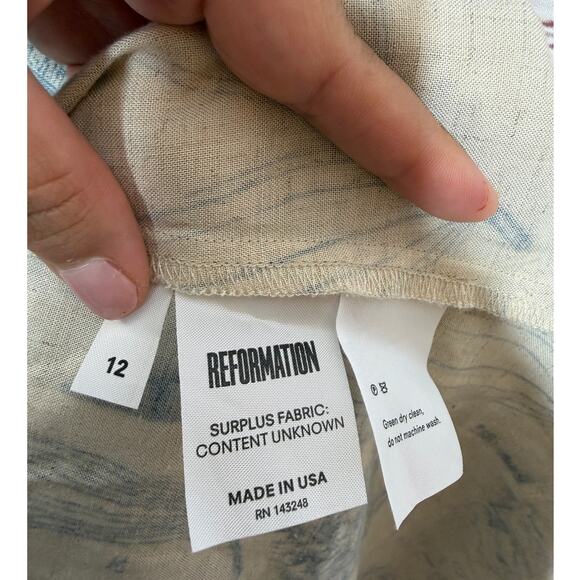 Reformation Umbria Midi Wrap Dress Size 12 Vacation Summer Lightweight Linen - Picture 11 of 12